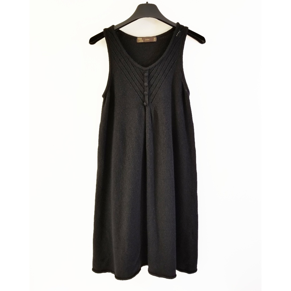 Zara Cashmere Blend Black Sheath Sweater Dress M